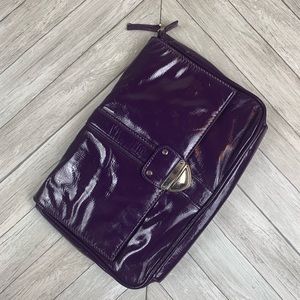 Purple clutch purse patent leather look